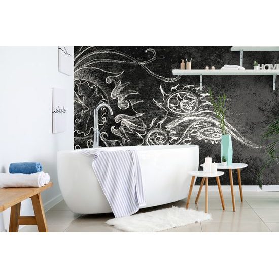 Samolepiaca tapeta zaujímavá čiernobiela kresba