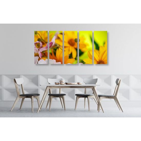 5-dielny obraz kvety v letných farbách