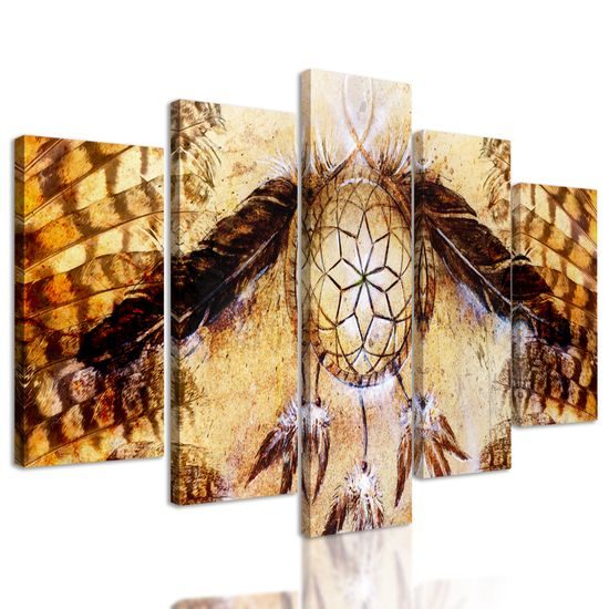 5-dielny obraz abstraktný lapač snov