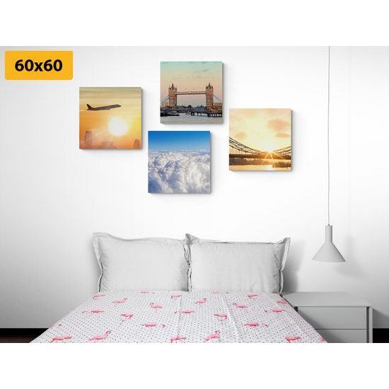 Set obrazov západ slnka nad Londýnom