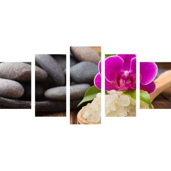 5-dielny obraz wellness zátišie s morskou soľou
