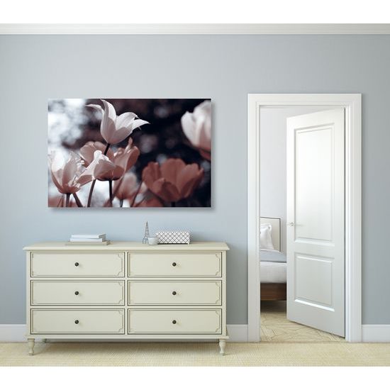 Obraz jemné tulipány pri lese