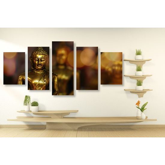 5-dielny obraz zlatá soška Budhu