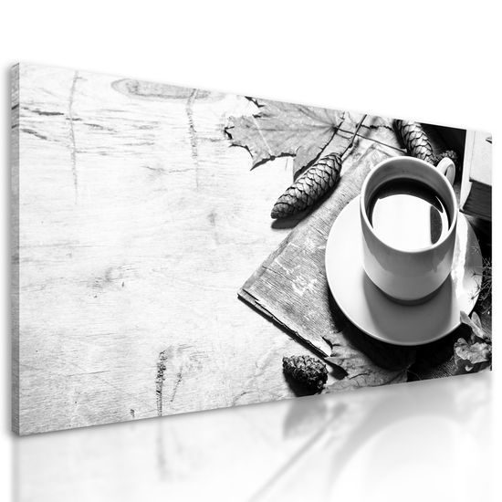 Obraz ranná káva v čiernobielom prevedení