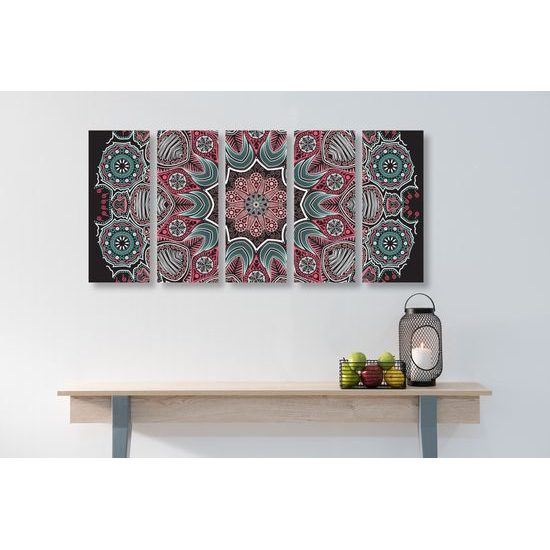 5-dielny obraz kvetinová Mandala
