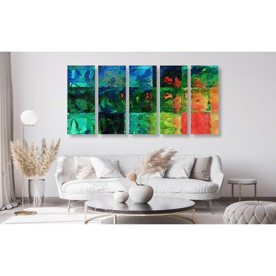 5-dielny obraz abstrakcia farieb