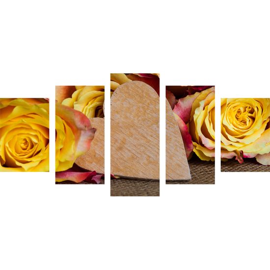 5-dielny obraz nádherné žlté ruže