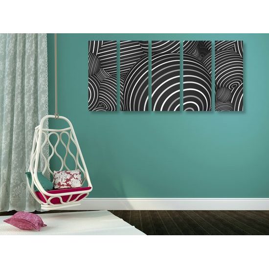 5-dielny obraz optická ilúzia tvorená guličkami v čiernobielom prevedení