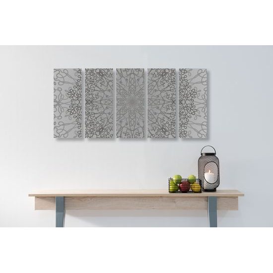 5-dielny obraz sivá umelecká abstrakcia