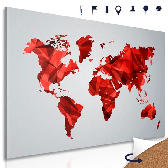 Obraz na korku vektorová červená mapa sveta