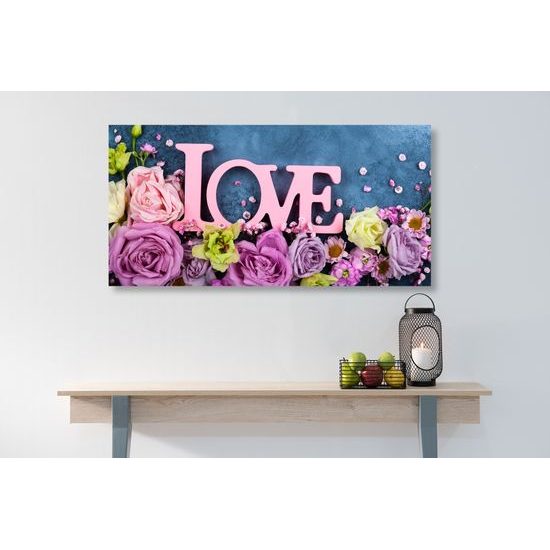 Obraz kvetiny s nápisom Love