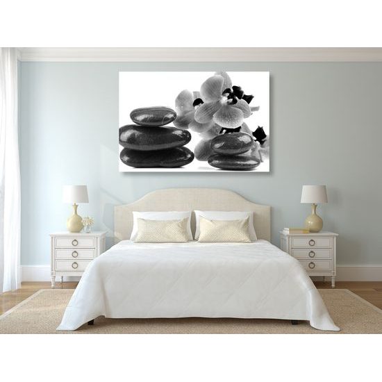 Obraz relaxačne SPA zátišie v čiernobielom prevedení