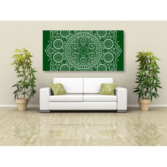 Obraz nežná Mandala na zelenom pozadí