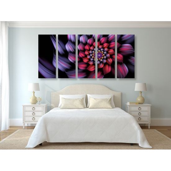 5-dielny obraz kvetinová abstrakcia