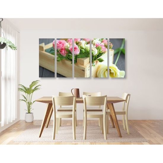 5-dielny obraz bednička plná ruží