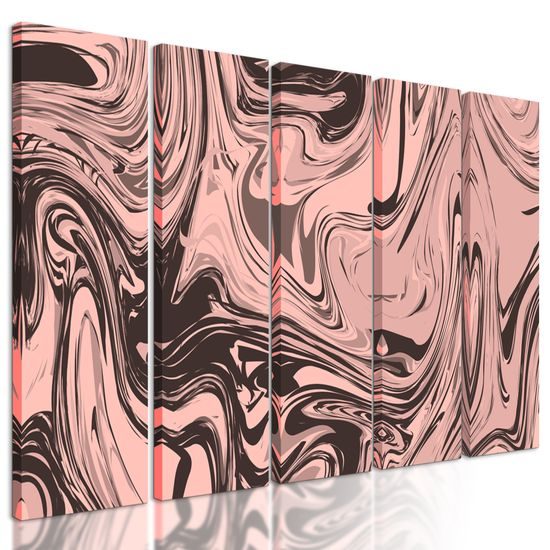 5-dielny obraz ružová umelecká abstrakcia