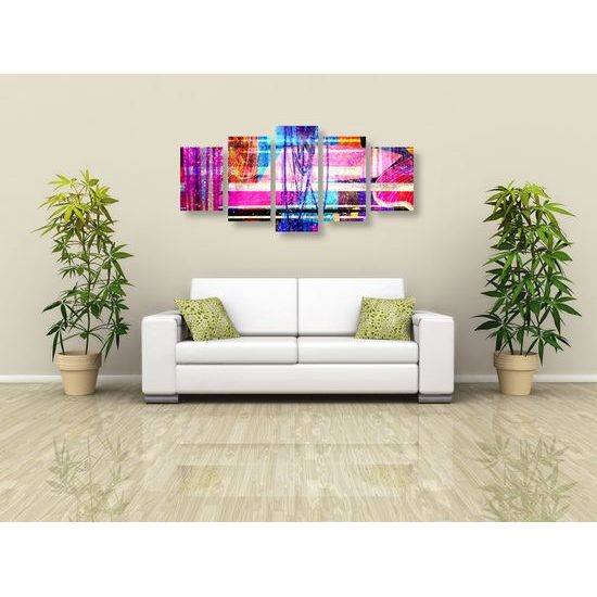 5-dielny obraz abstraktný výbuch farieb