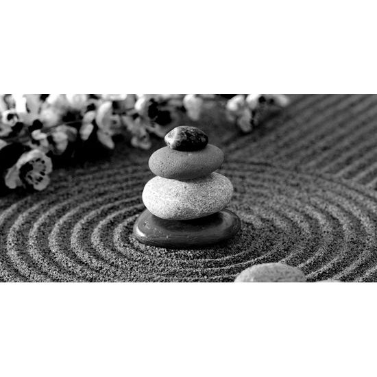 Obraz ukľudňujúca Zen svätyňa v čiernobielom prevedení