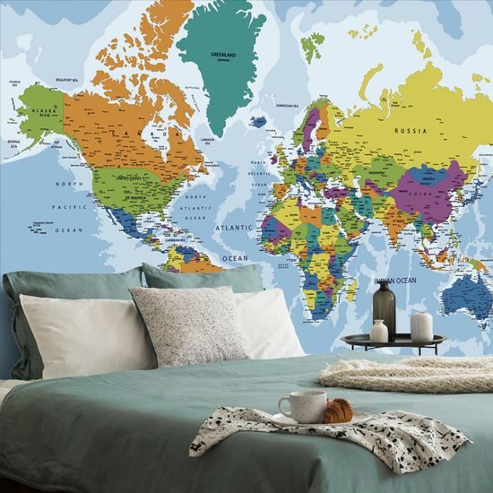 Samolepiaca tapeta farebne rozlíšená mapa
