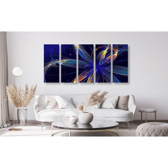 5-dielny obraz futuristická abstrakcia kvetiny