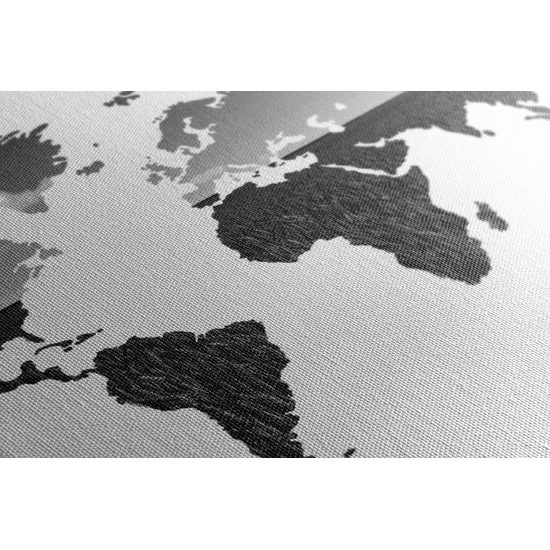 Obraz mapa sveta ako pšeničné pole v čiernobielom prevedení