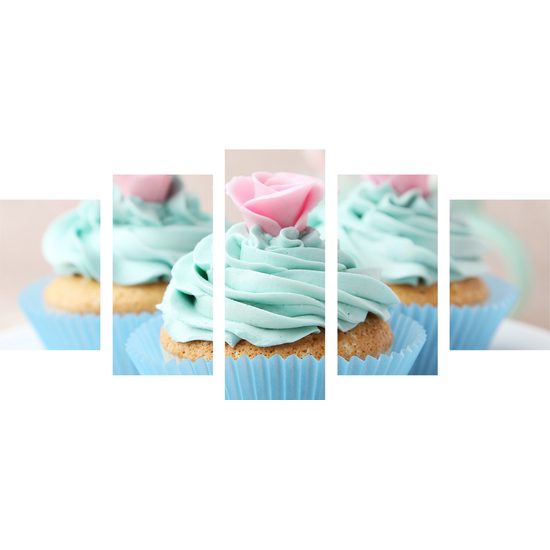 5-dielny obraz lahodné muffiny v pastelových farbách