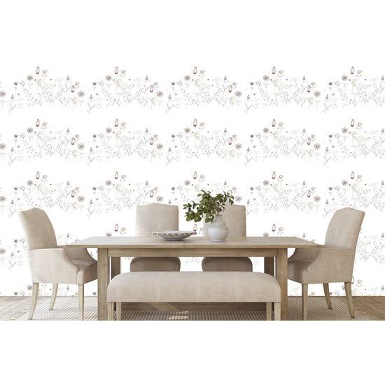 Samolepiaca tapeta umelecká lúka na bielom pozadí