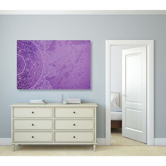 Obraz fialová Mandala s abstraktnými prvkami