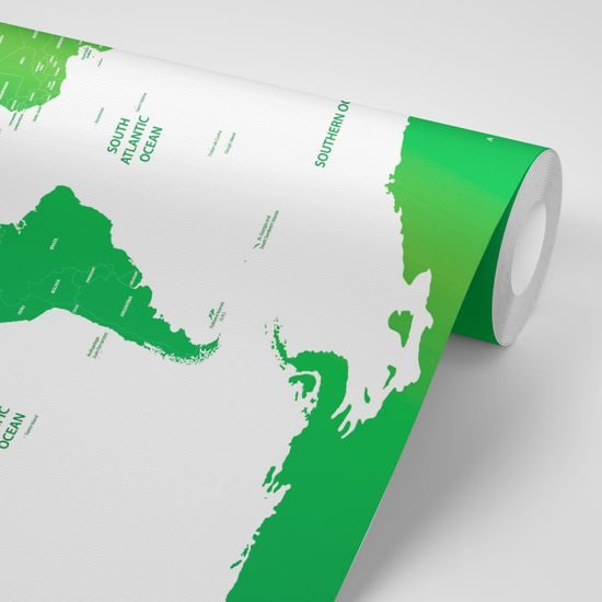 Tapeta podrobná mapa sveta v zelenej farbe