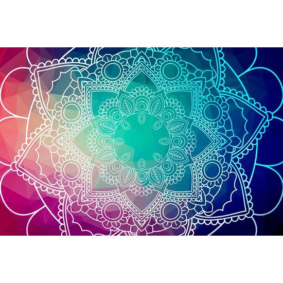 Samolepiaca tapeta Mandala na farebnom pozadí