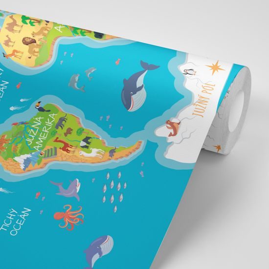 Samolepiaca tapeta detská obrázková mapa