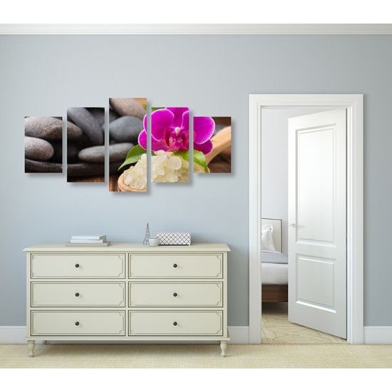 5-dielny obraz wellness zátišie s morskou soľou