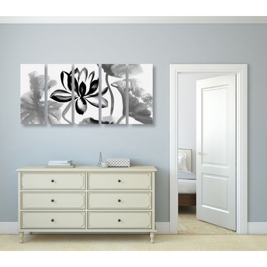 5-dielny obraz umelecká maľba v čiernobielom prevedení