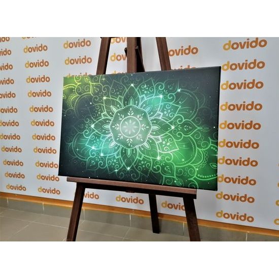 Obraz Mandala s vesmírnym pozadím v zelenom prevedení