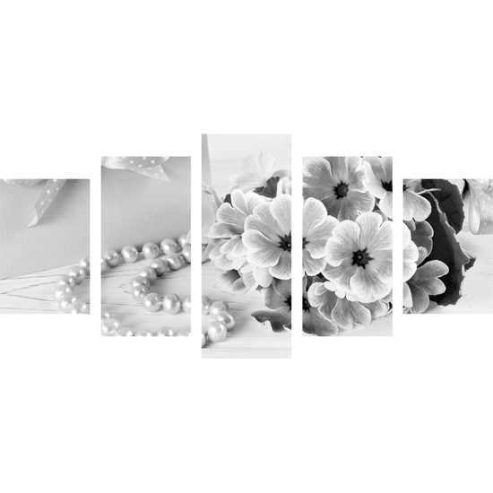 5-dielny obraz luxusné zátišie v čiernobielom prevedení