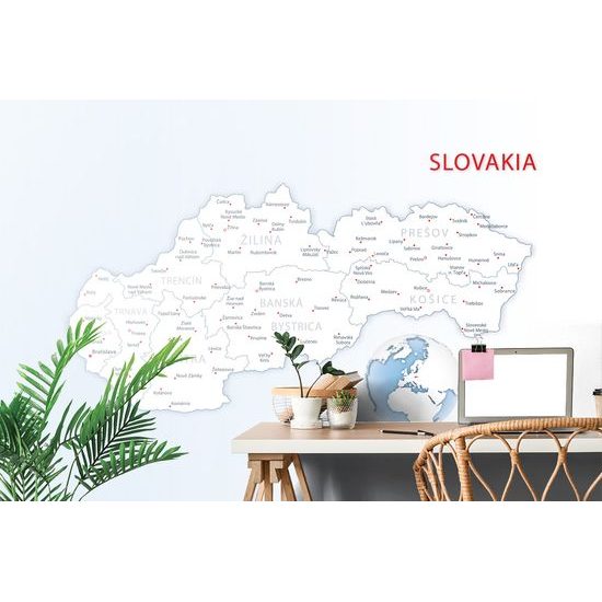 Samolepiaca tapeta podrobná mapa Slovenska