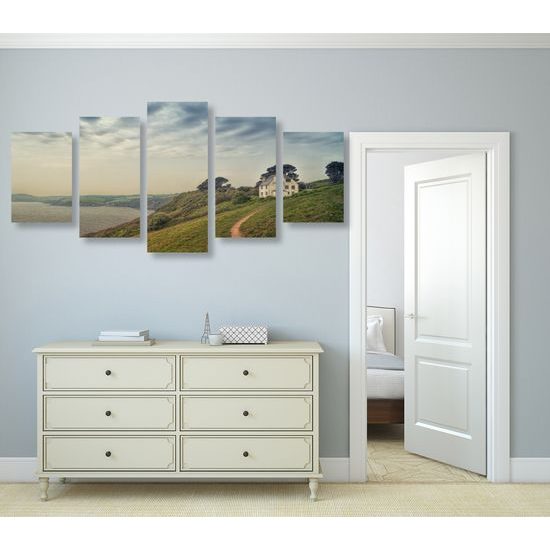 5-dielny obraz dom pri mori