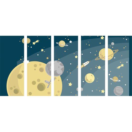 5-dielny obraz rozprávkový vesmírny život