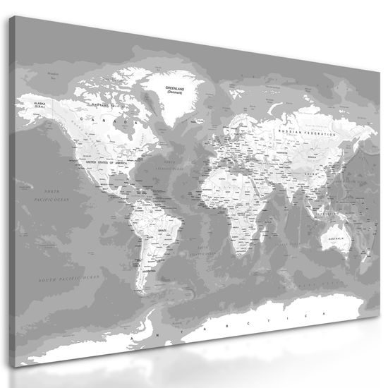Obraz mapa štátov v čiernobielom prevedení