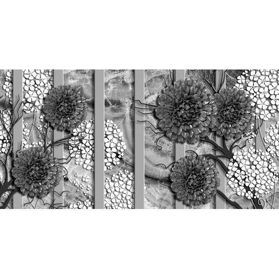 Obraz kvety gerbery v čiernobielom prevedení