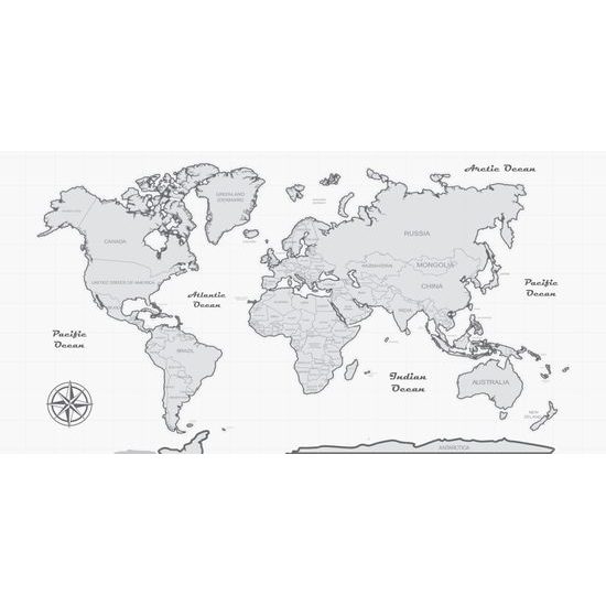 Obraz jemná mapa v čiernobielom prevedení