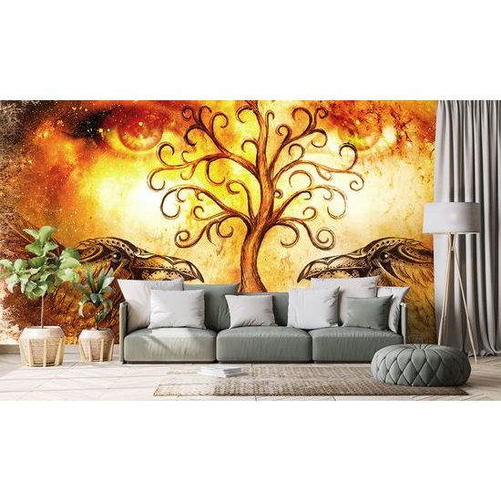 Samolepiaca tapeta havrany s bájnym stromom života
