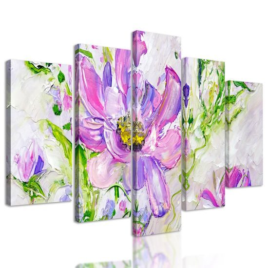 5-dielny obraz maľba letných fialových kvetov