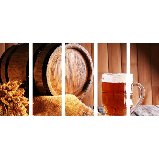 5-dielny obraz pivný súdok
