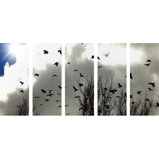 5-dielny obraz nepokojné vrany pred búrkou