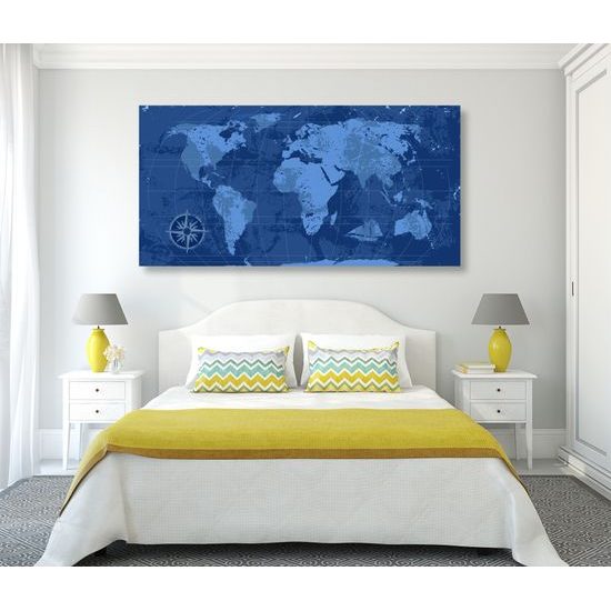 Obraz historická mapa sveta v modrom prevedení