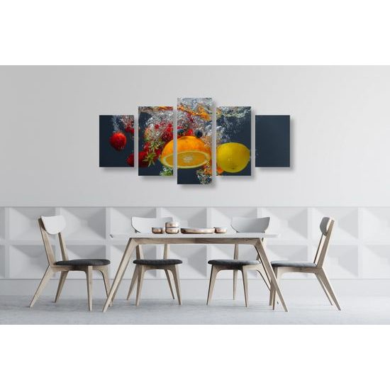 5-dielny obraz ovocie ponorené vo vode