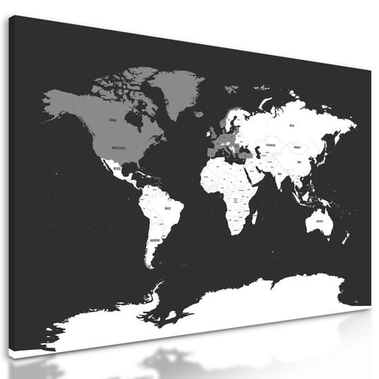 Obraz zaujímavá mapa v čiernobielom prevedení