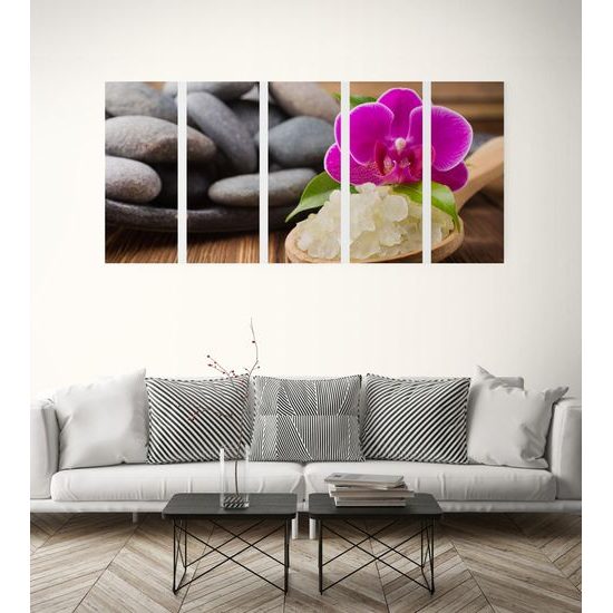 5-dielny obraz wellness zátišie s morskou soľou