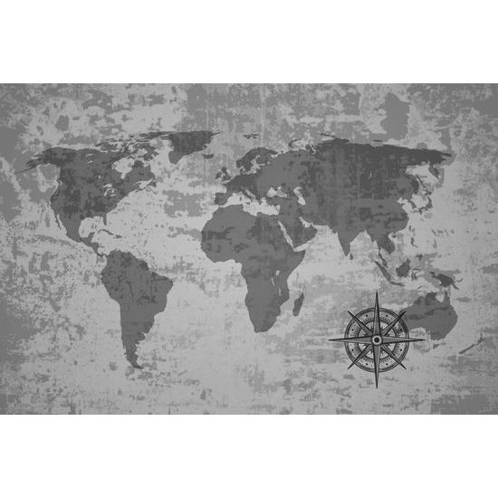 Obraz historická mapa v čiernobielom prevedení